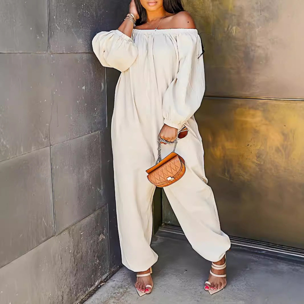 Linen Dropped-Shoulder Jumpsuit