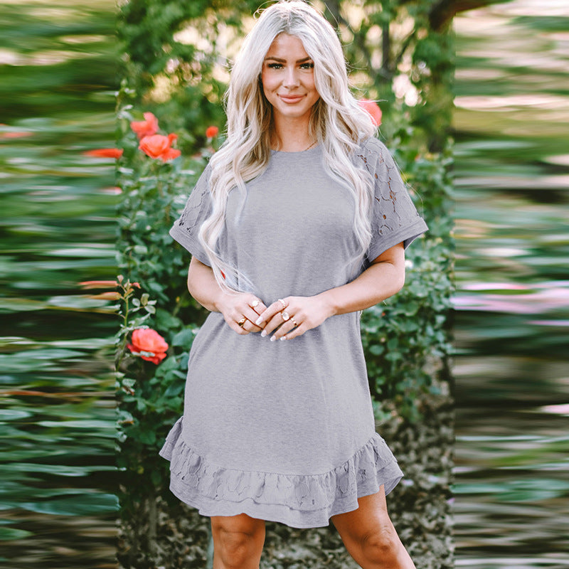 New Lace Stitching T-Shirt Dress