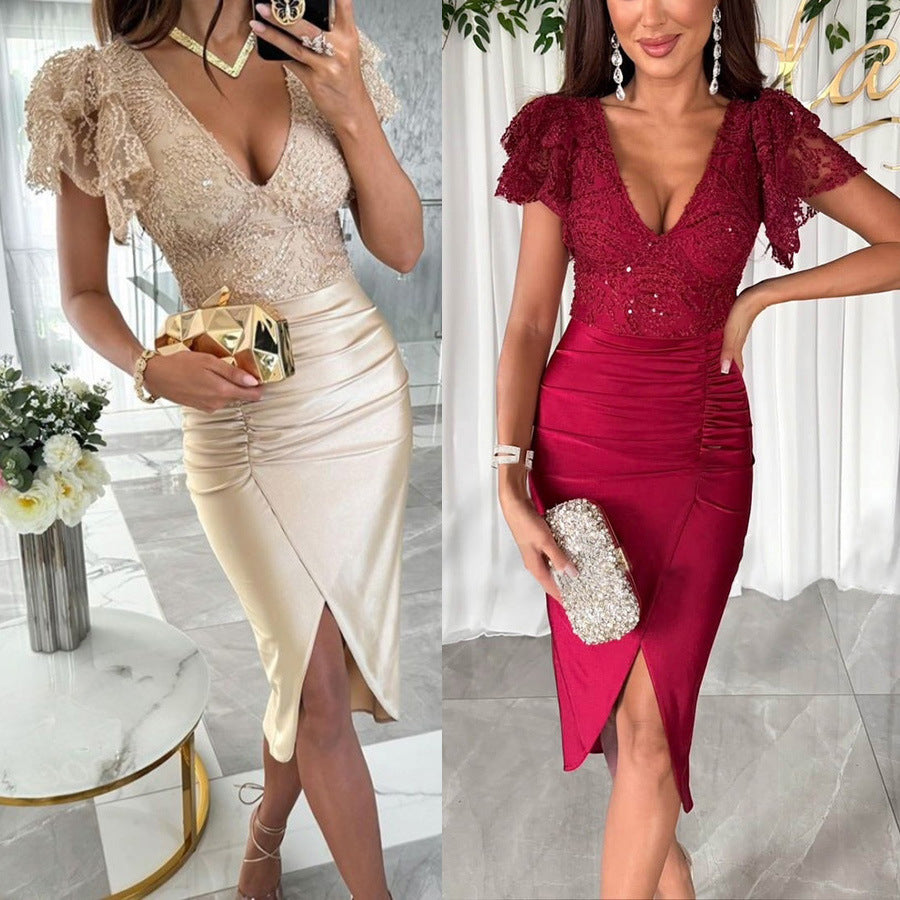 Casual Short-Sleeve Split Dress