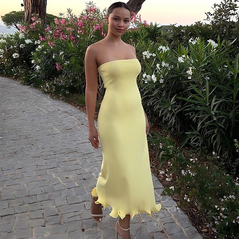 Tube-Top Big-Wave Long Dress