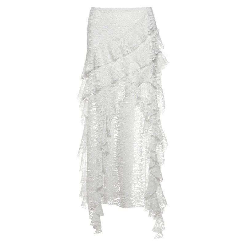 Unique Lace Wavy Pleated Skirt