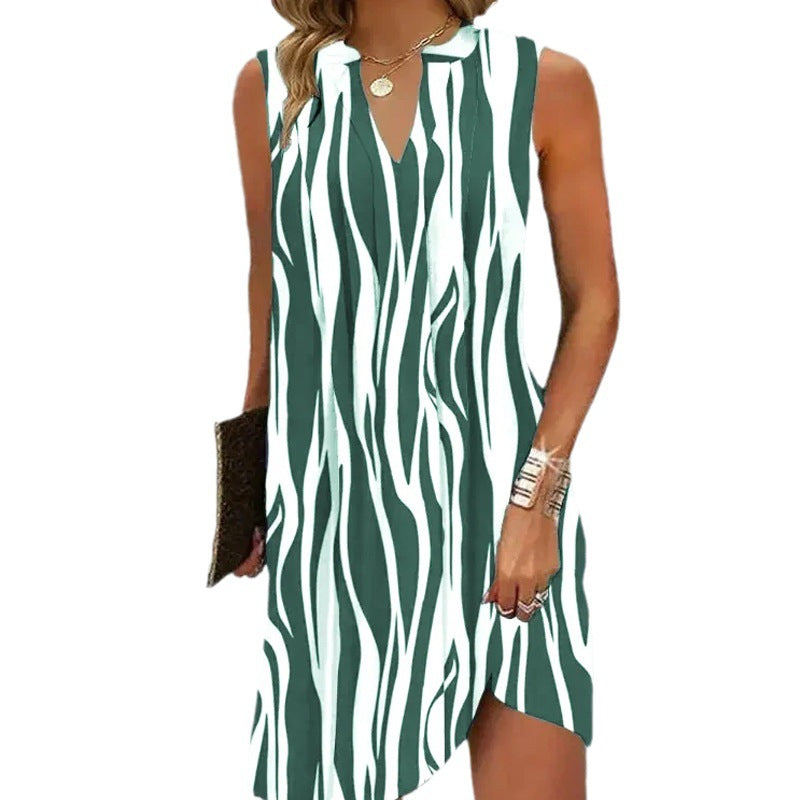 Women's Multi-Colour A- Line Sleeveless Dress