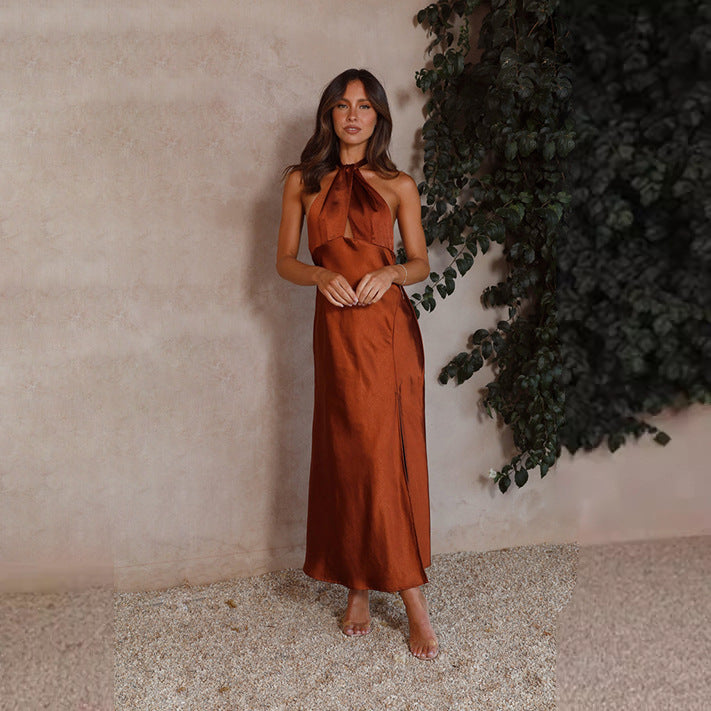 Sleeveless Backless Split Long Dress