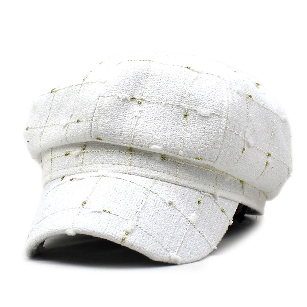Black And White Plaid Woollen Hat Casual