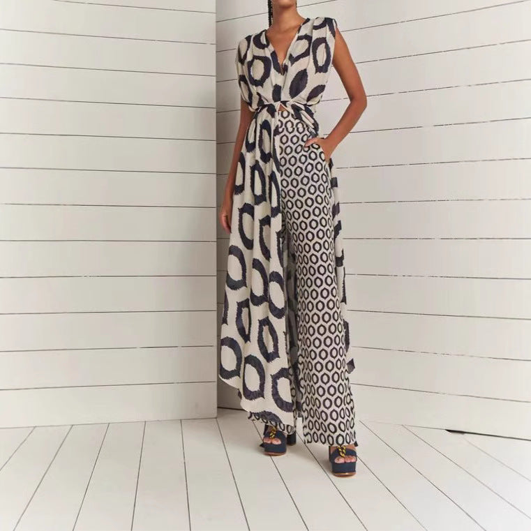 Backless Lace-Up Straight-Leg Pants Suit