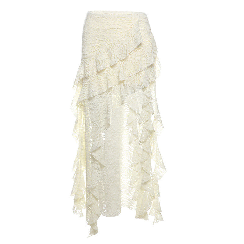 Unique Lace Wavy Pleated Skirt
