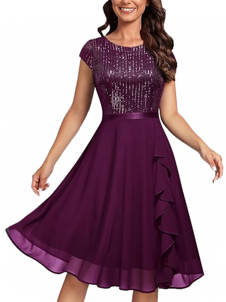 Elegant Sequin Midi Dress