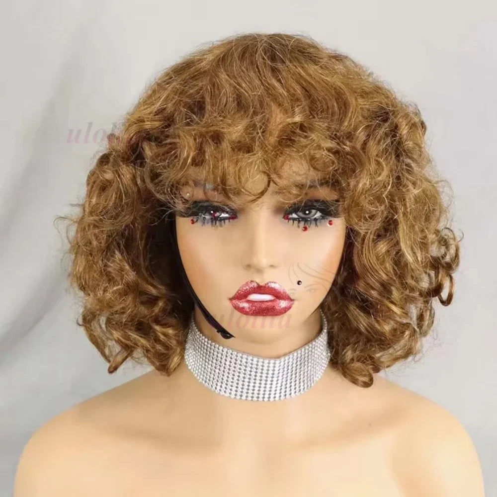 Egg Curls Human Hair Wig With Bangs