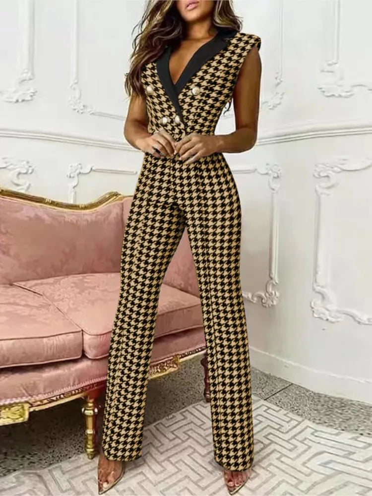 Slim Button-Decorated Jumpsuit