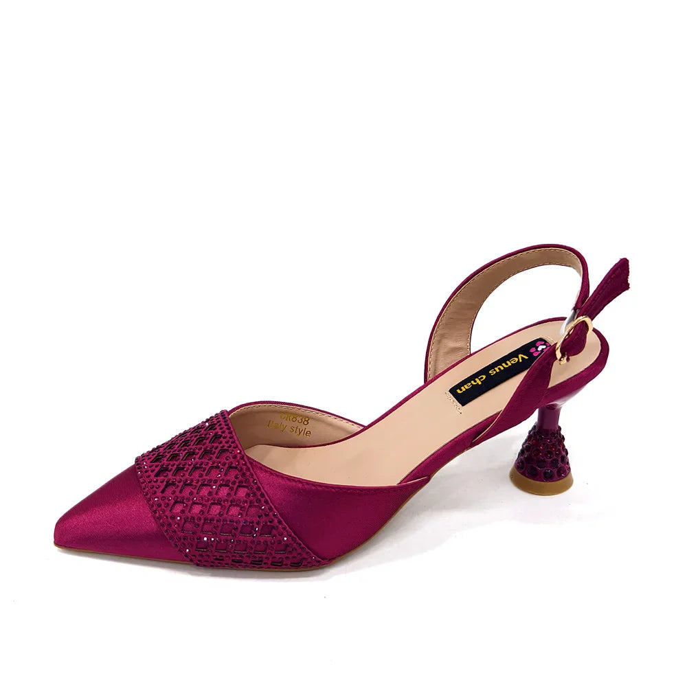 New Elegant Heels & Rhinestone Handbag Set