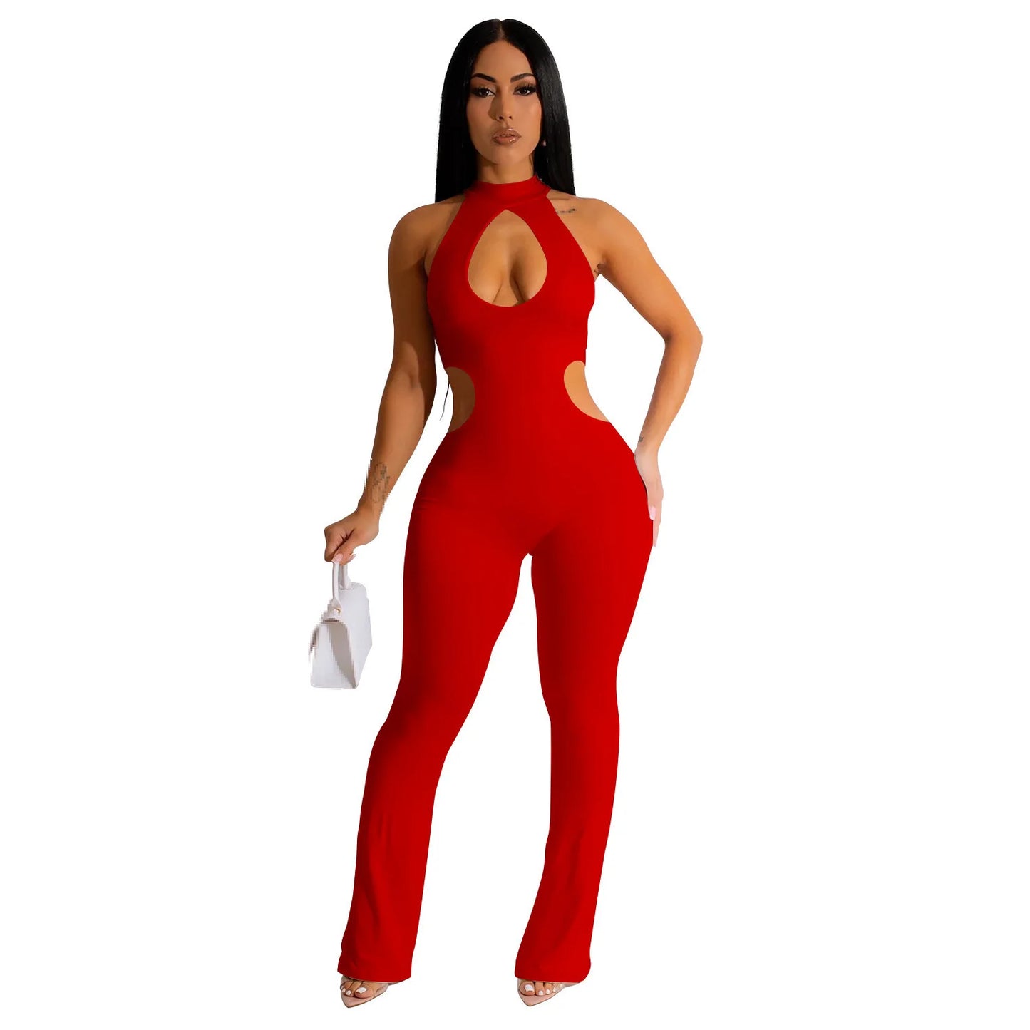 Hollow-Out Club/Party Jumpsuit