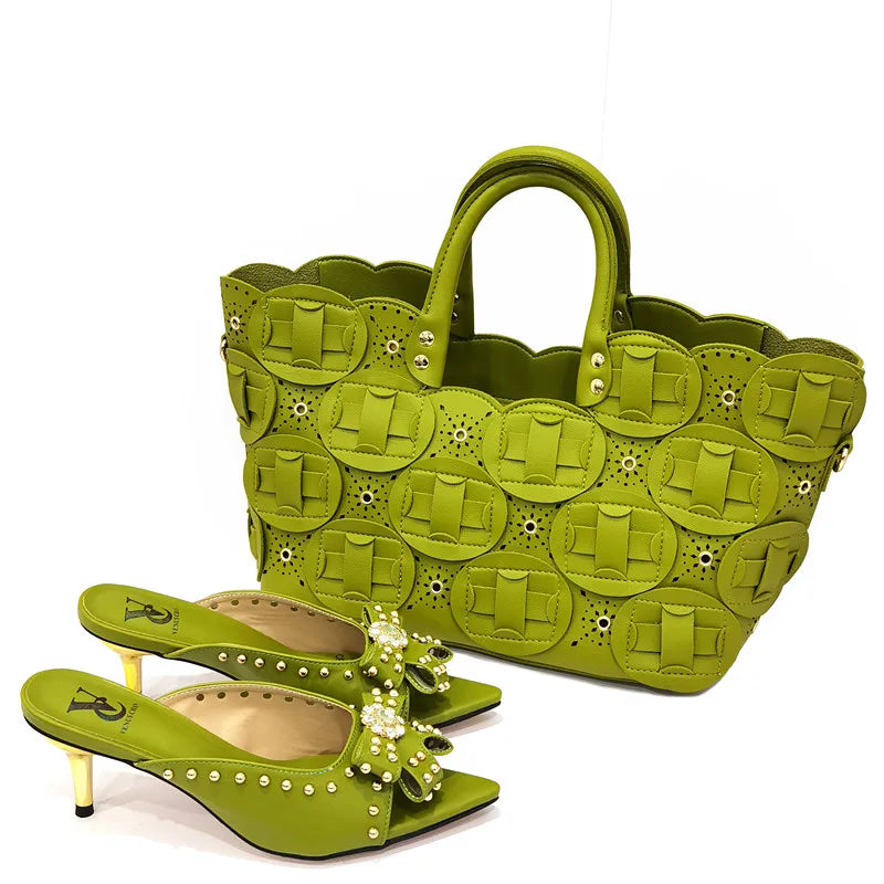Rivet-Style Matching Shoes & Bag Set