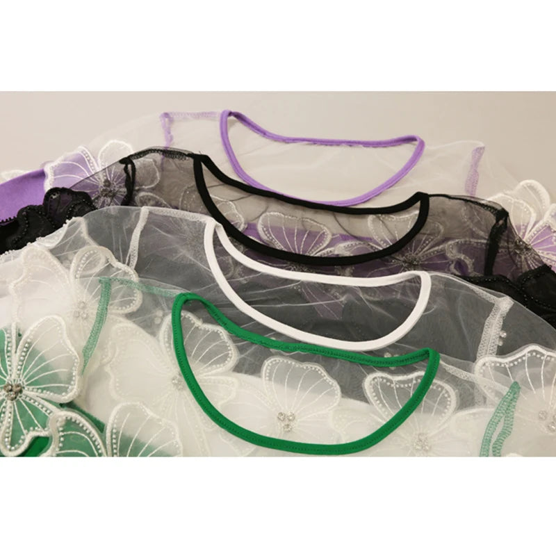 Chic Sexy Patchwork Lace Diamonds Flower Tops