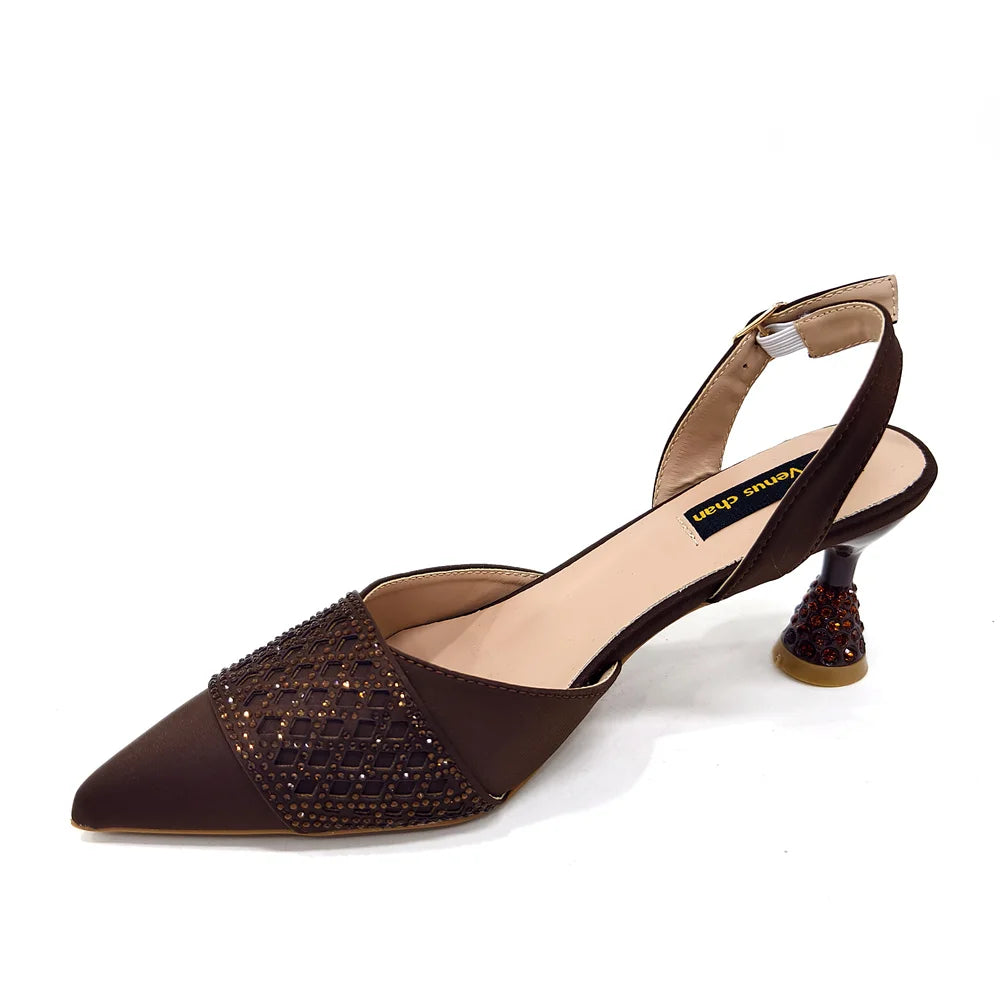 New Elegant Heels & Rhinestone Handbag Set
