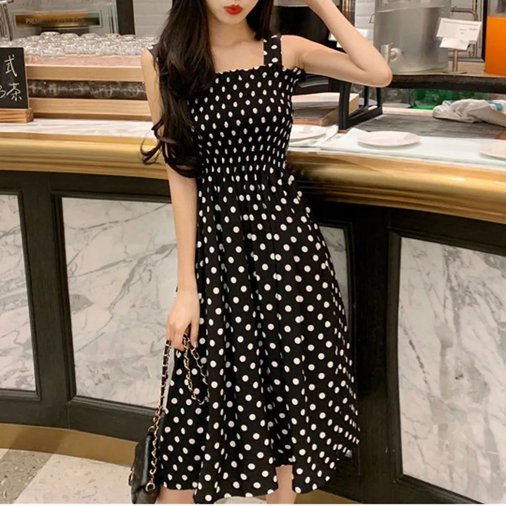 Loose Sleeveless Polka Dot Casual Dress