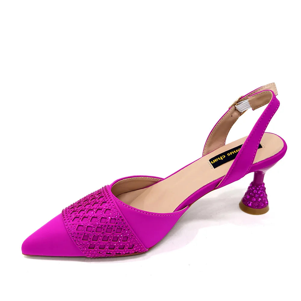 New Elegant Heels & Rhinestone Handbag Set