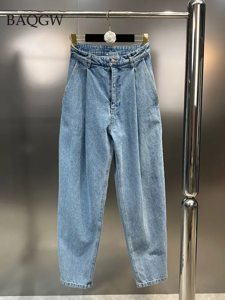 Sleeveless Lace-Up Backless Crop Top and High-Waist Denim Pants Set For Women
