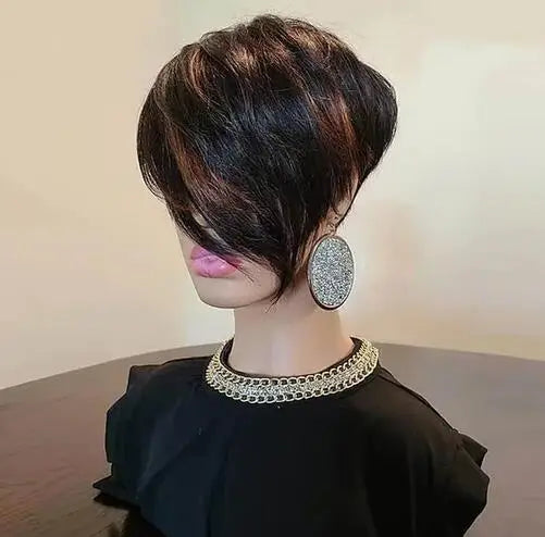 Short Pixie-Cut Hair Bob Brown Wig