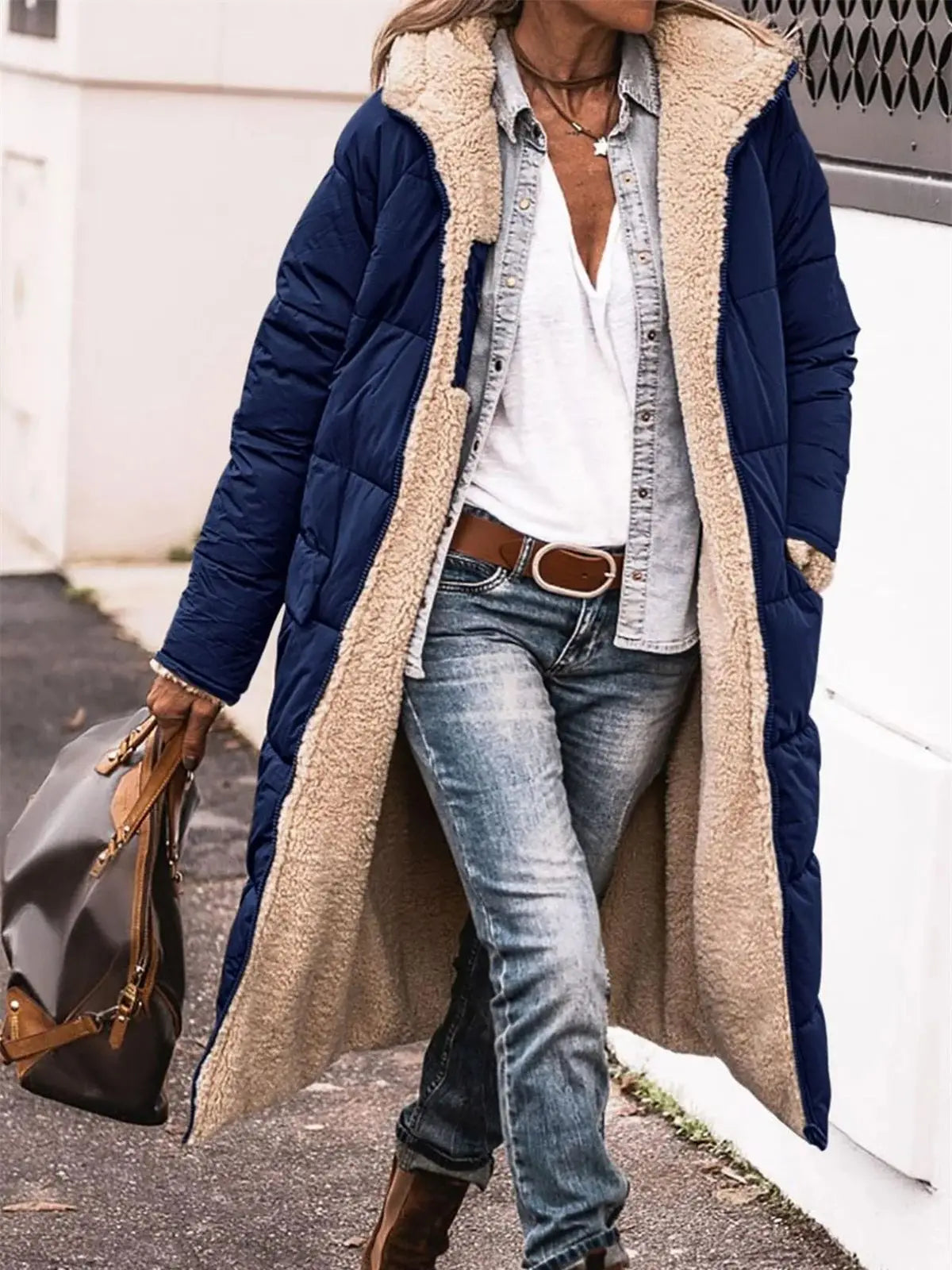 Women's Reversible Winter Hooded Quilted Jacket