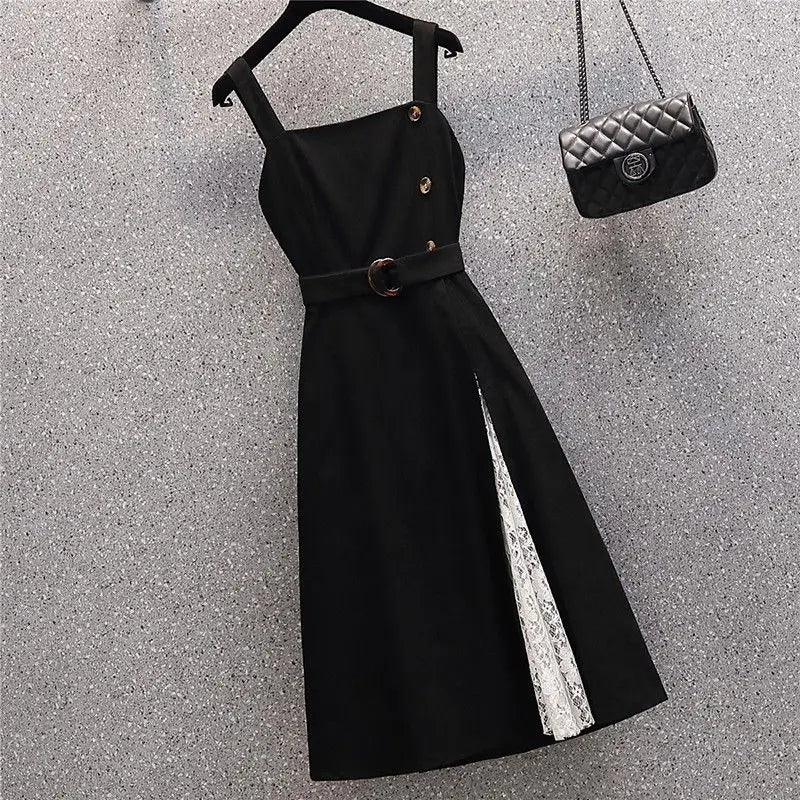 White Sweater Overall Dress - Two-Piece Set