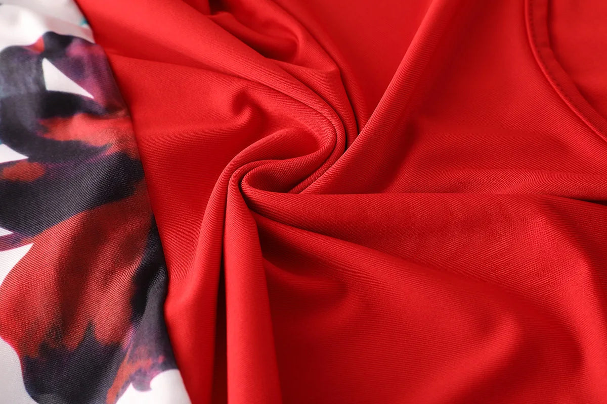 Coloured Flower Wrap Hip Dress - European & American Style