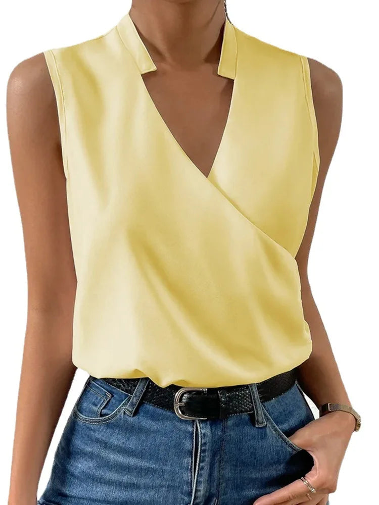 Sleeveless Tank V-Neck Women's Blouse
