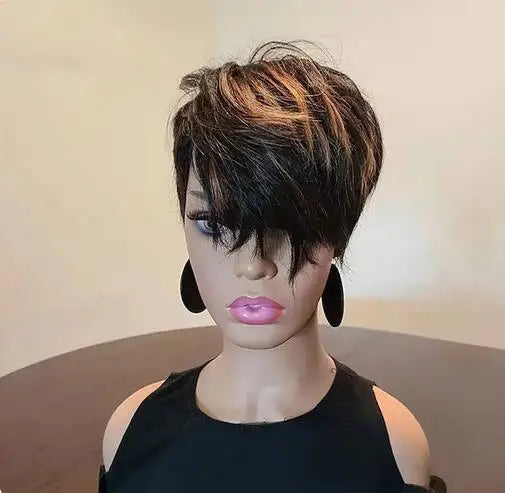 Short Pixie-Cut Hair Bob Brown Wig