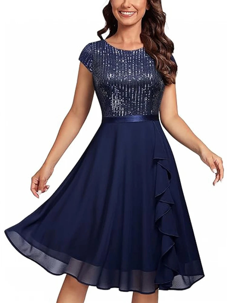 Elegant Sequin Midi Dress