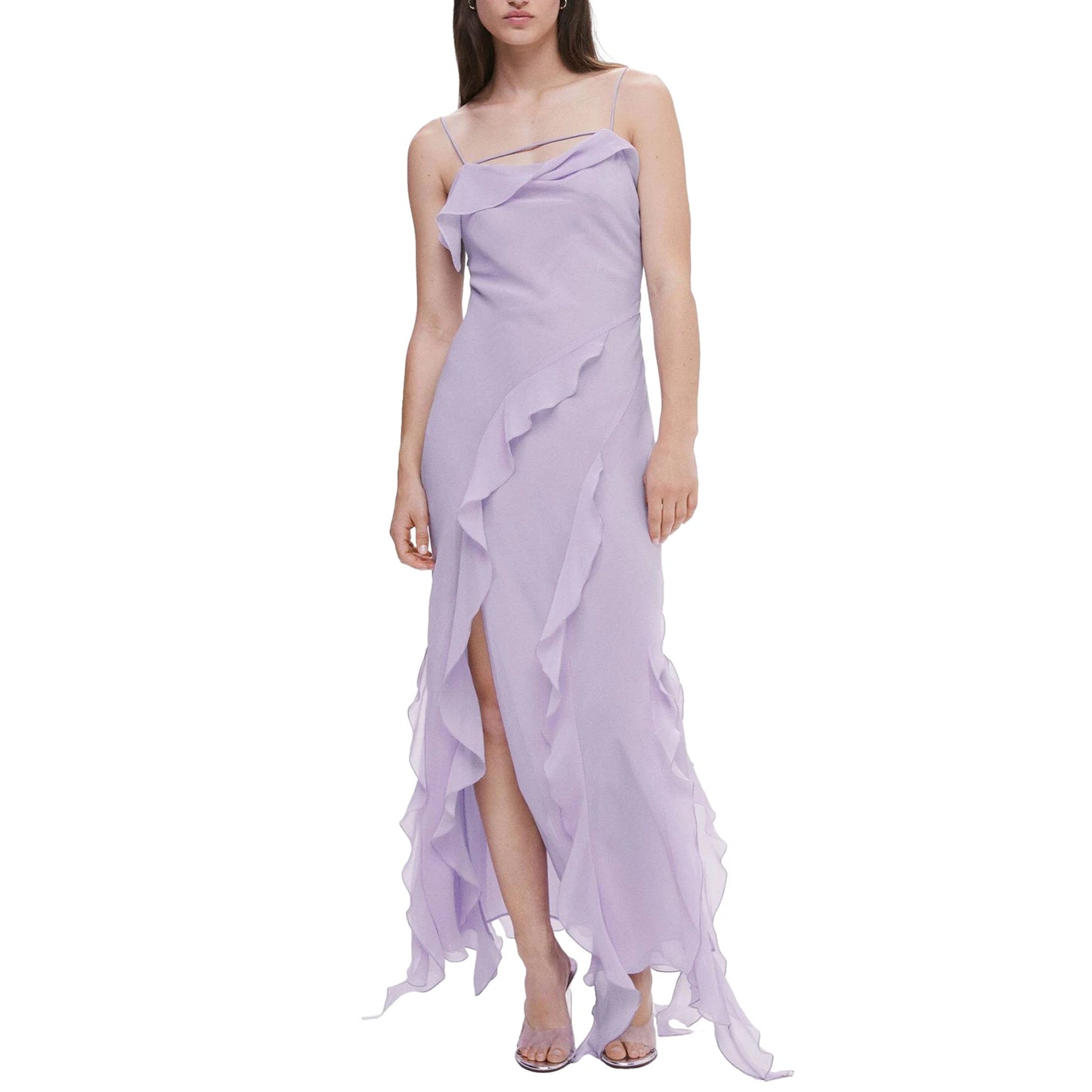 High-Slit Bodycon Cami Dress - Spaghetti Strap, Sleeveless