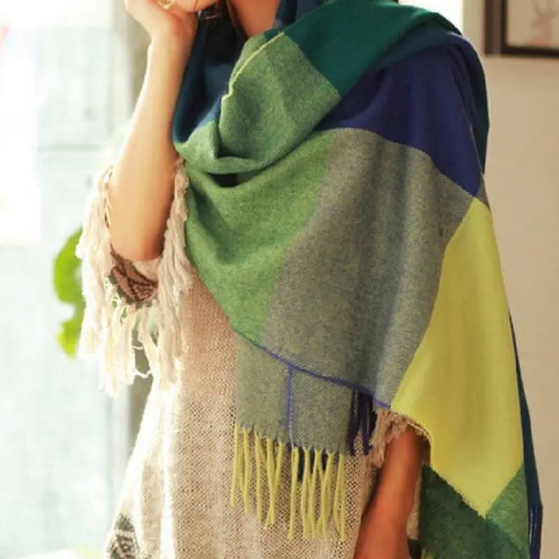 Female Lattice Imitation Cashmere Wild Scarf Shawl