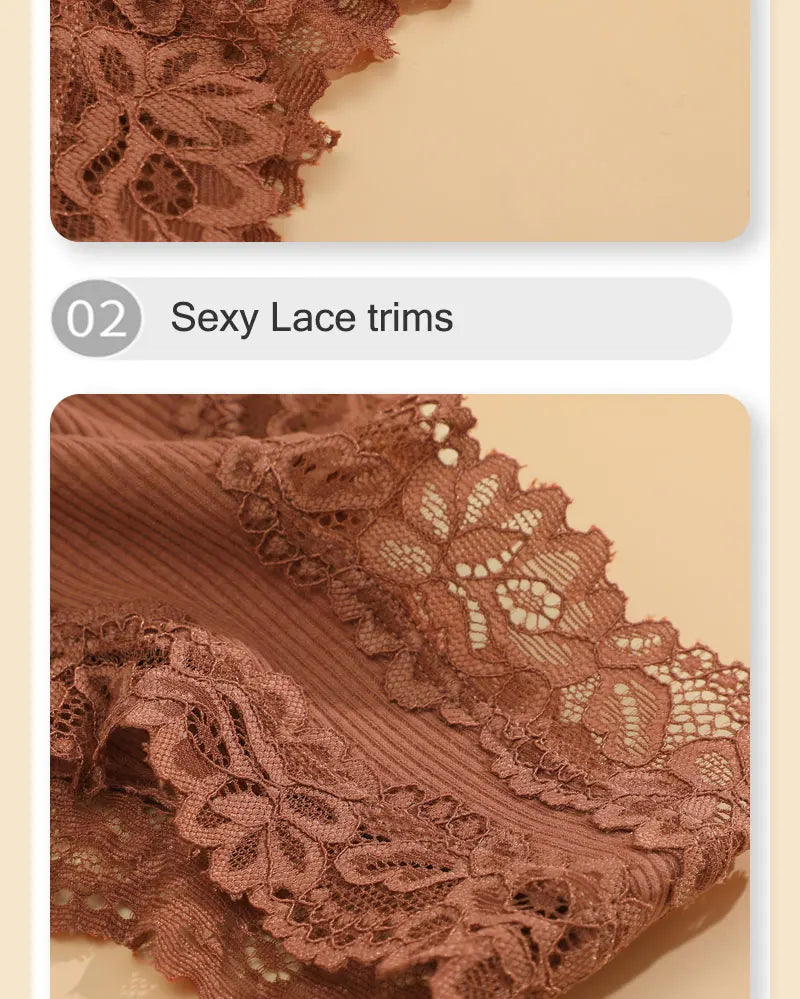 5PCS Brazilian Low-Waist Lace Elastic Thongs