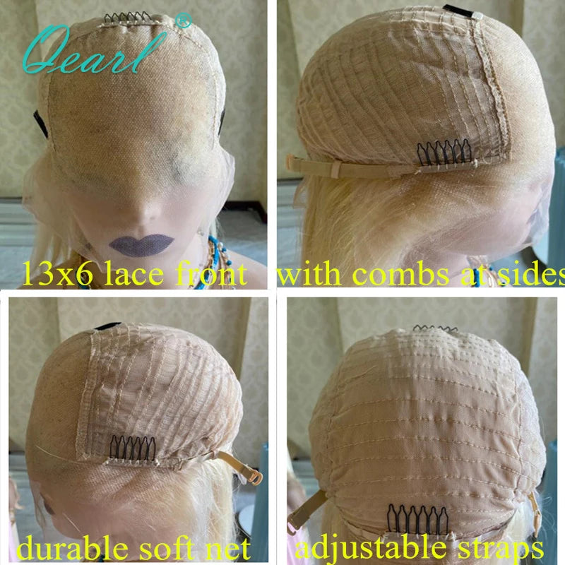 Blond Wig Long Short Women"s Wigs Light Brown with Honey Blonde Highlights Human Hair Full Lace Wig 13x6 Lace Frontal Wig Qearl