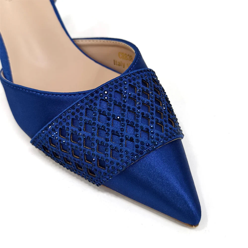 New Elegant Heels & Rhinestone Handbag Set