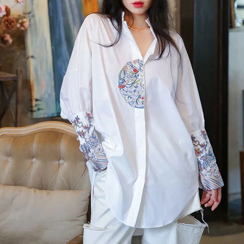 Floral Embroidery Women's Blouse