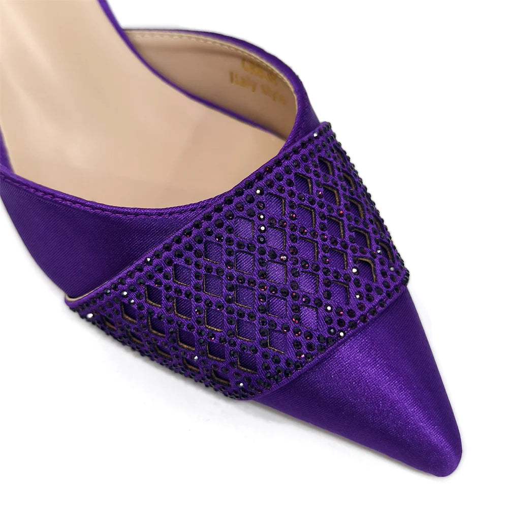 New Elegant Heels & Rhinestone Handbag Set