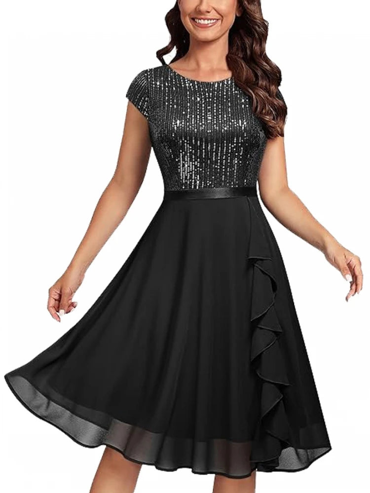 Elegant Sequin Midi Dress