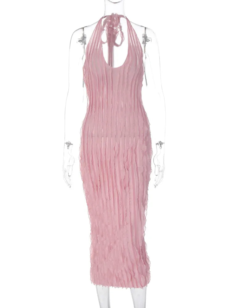 Backless See-Through Bodycon Maxi Dress
