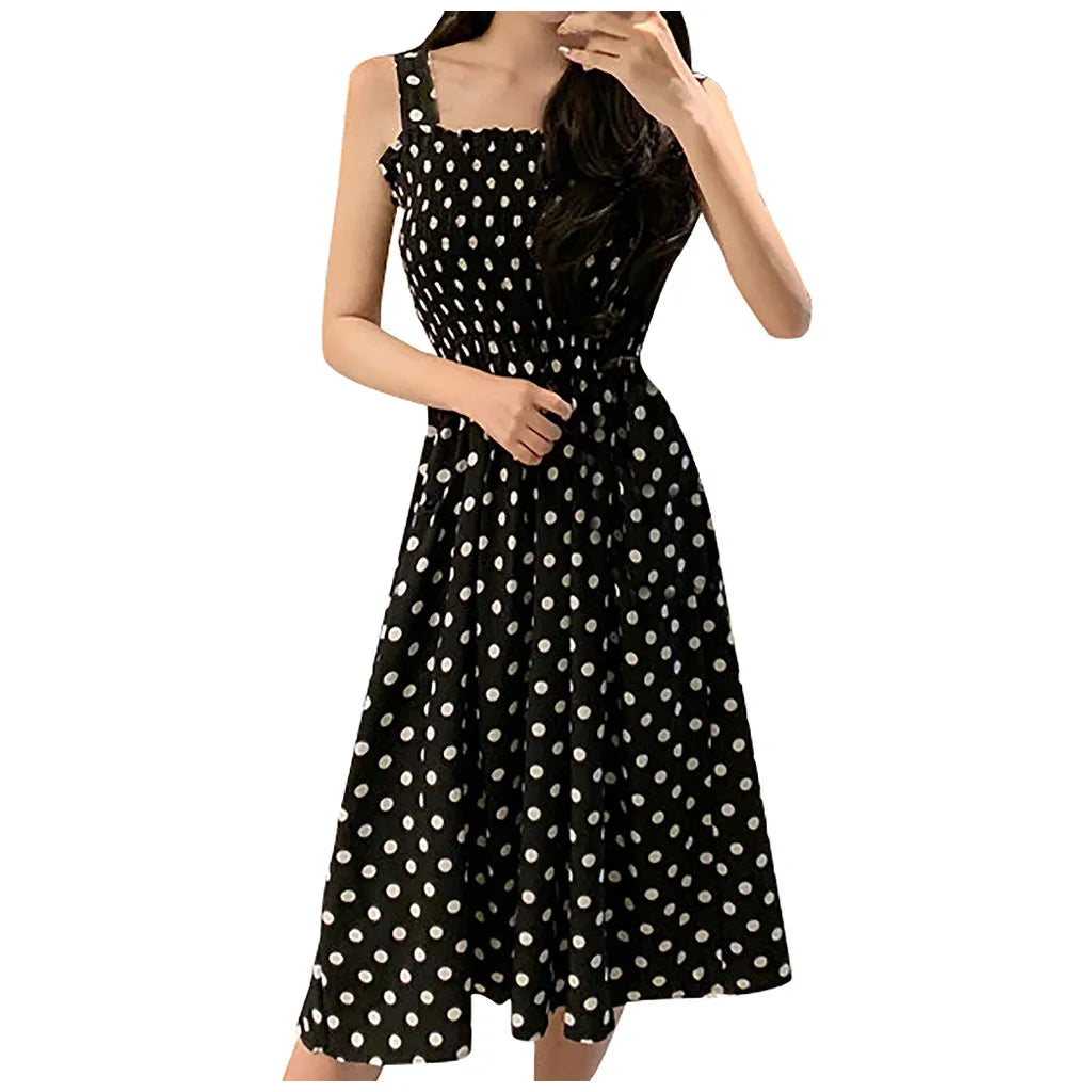 Loose Sleeveless Polka Dot Casual Dress