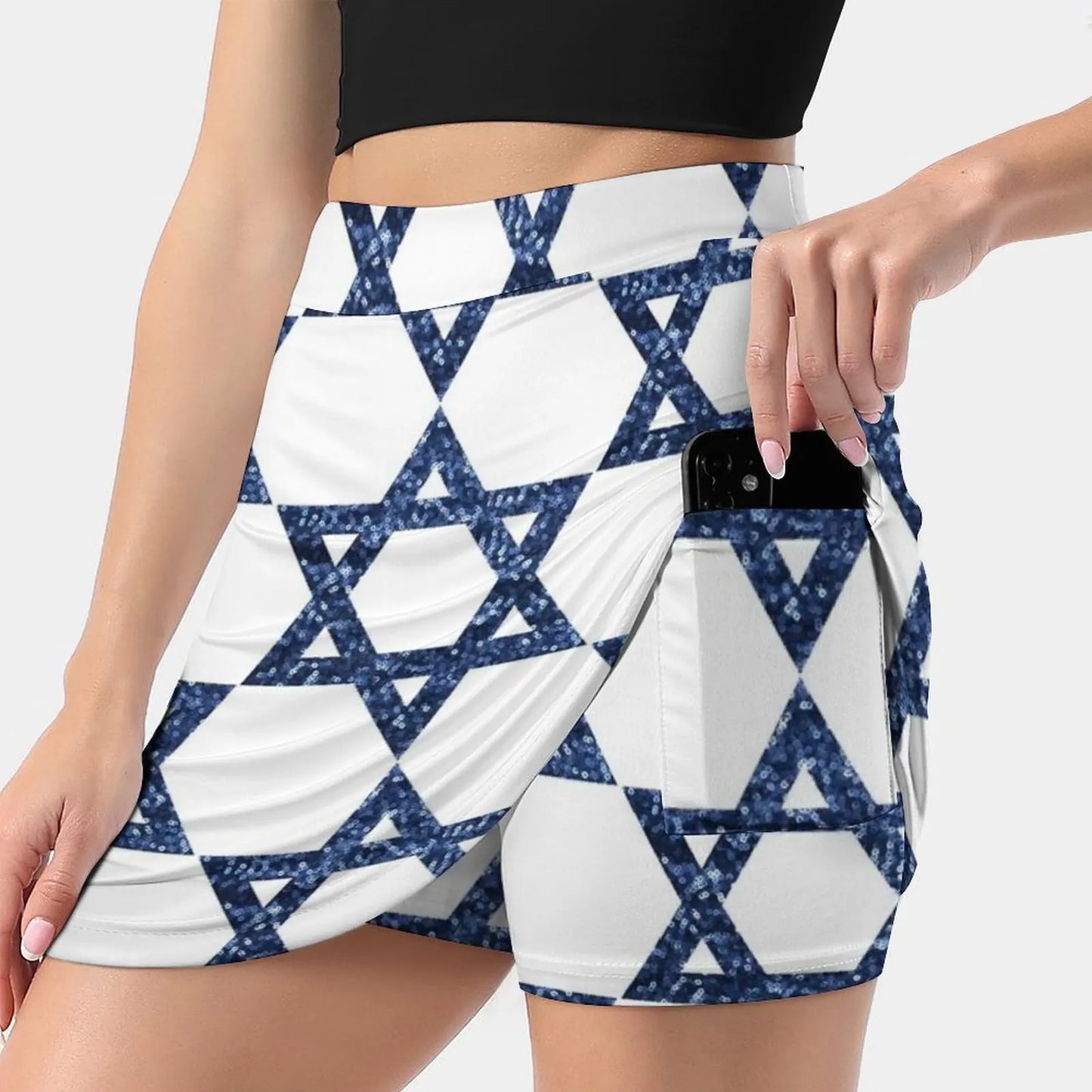 Sequin Star Print Mini Skirt