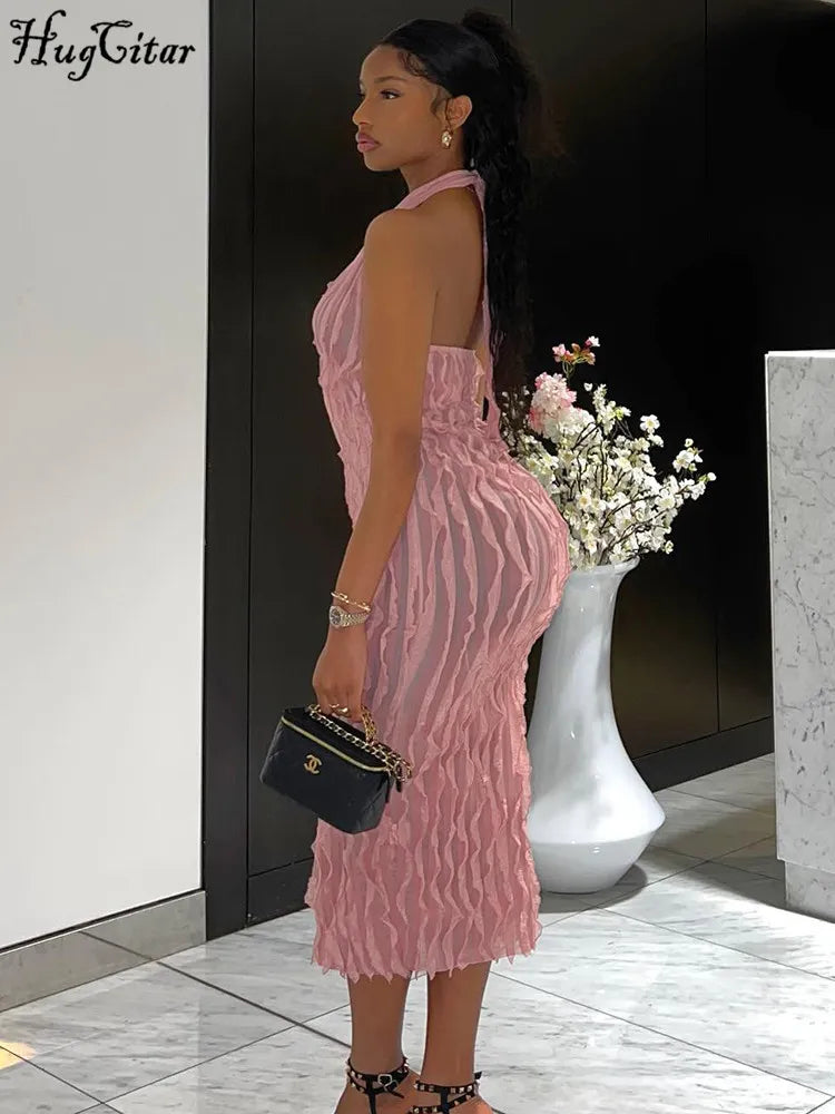 Backless See-Through Bodycon Maxi Dress