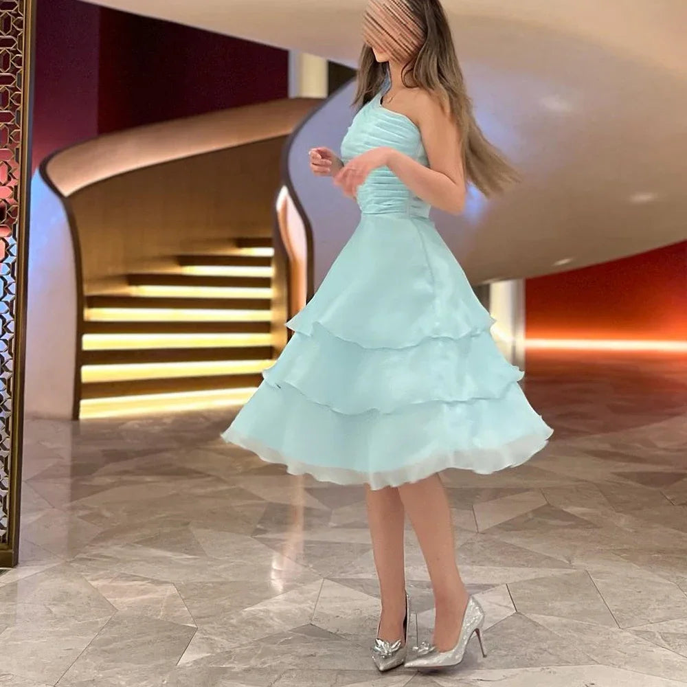 Tiered Pleated Evening Dress