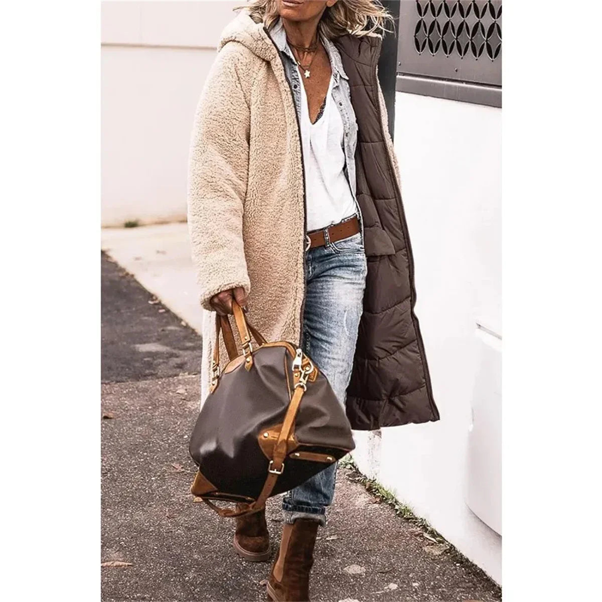 Women's Reversible Winter Hooded Quilted Jacket
