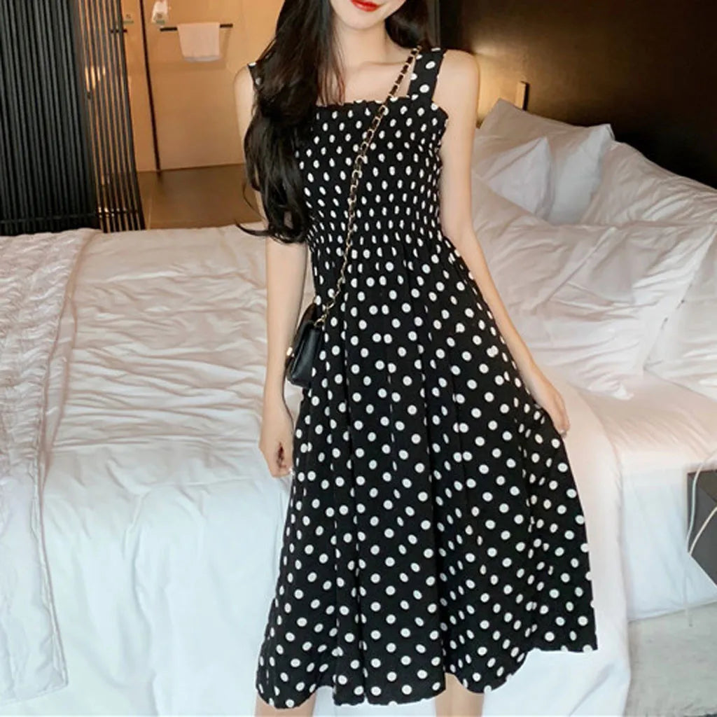 Loose Sleeveless Polka Dot Casual Dress