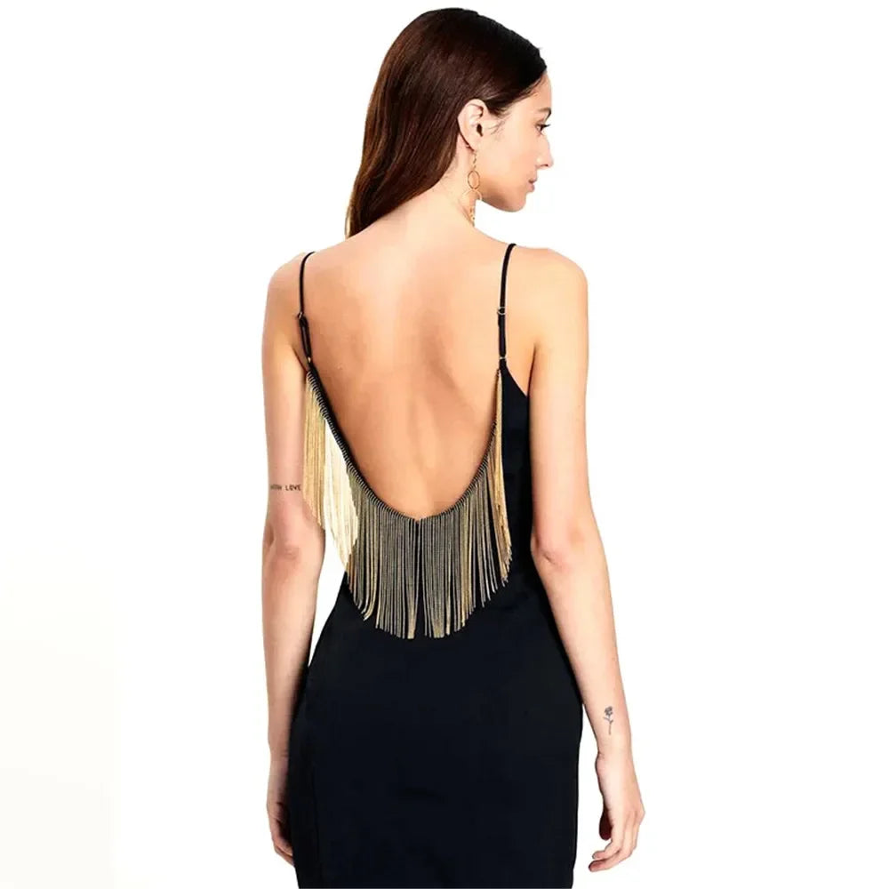 Sling Tassel Chain Bandage Dress
