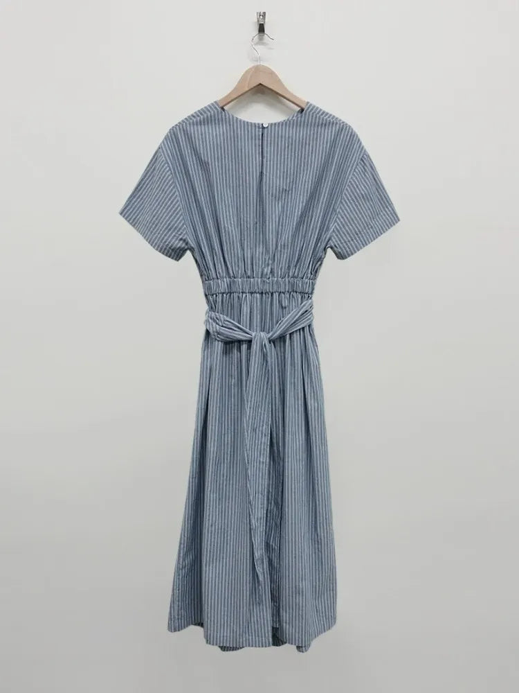 Vintage Elegant Long Striped Bandage Dress