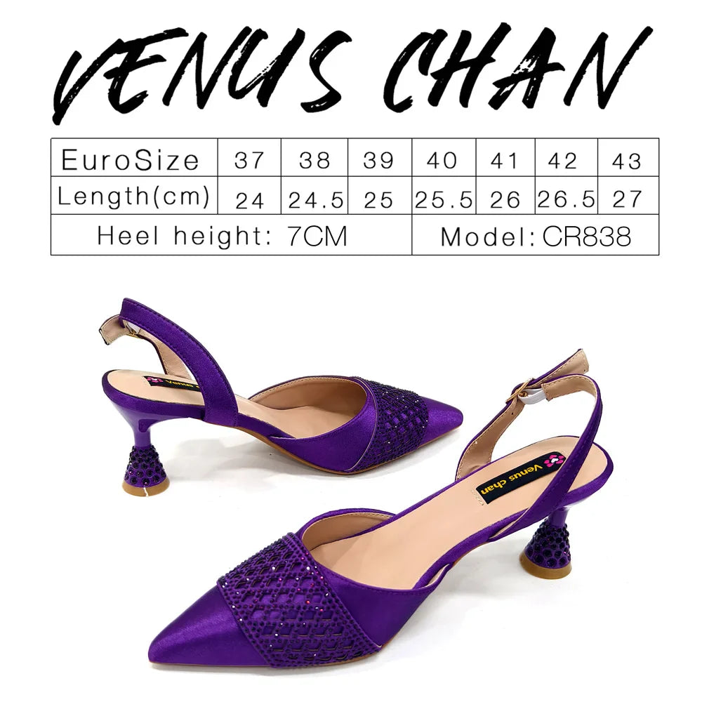 New Elegant Heels & Rhinestone Handbag Set