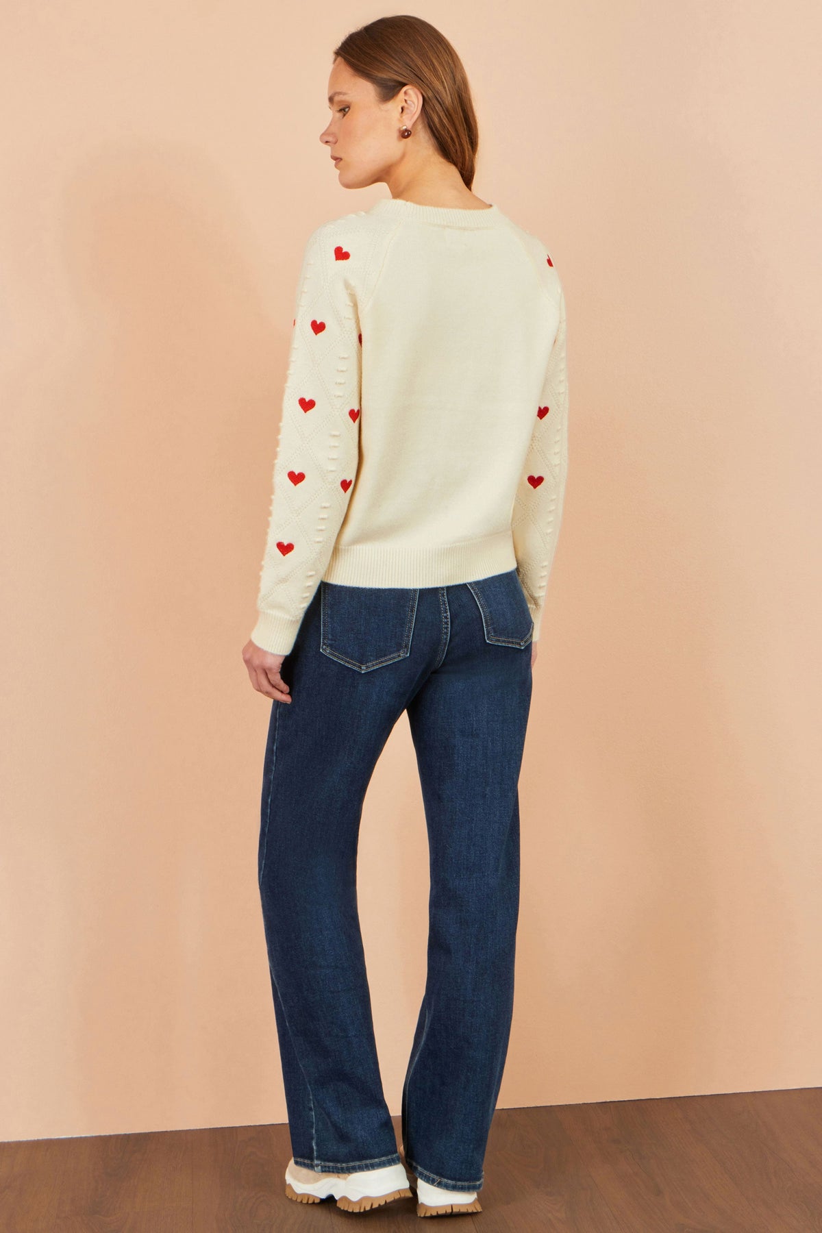 Ivory Embroidered Heart Jumper