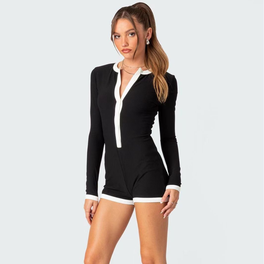 Hip-Raise Slim-Fit Sexy Long-Sleeve Jumpsuit