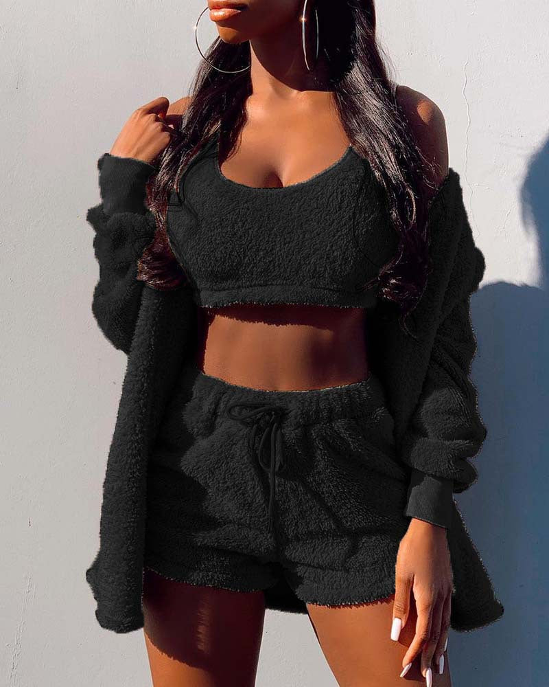 Casual Suit For Women - Coat+Shorts+Vest