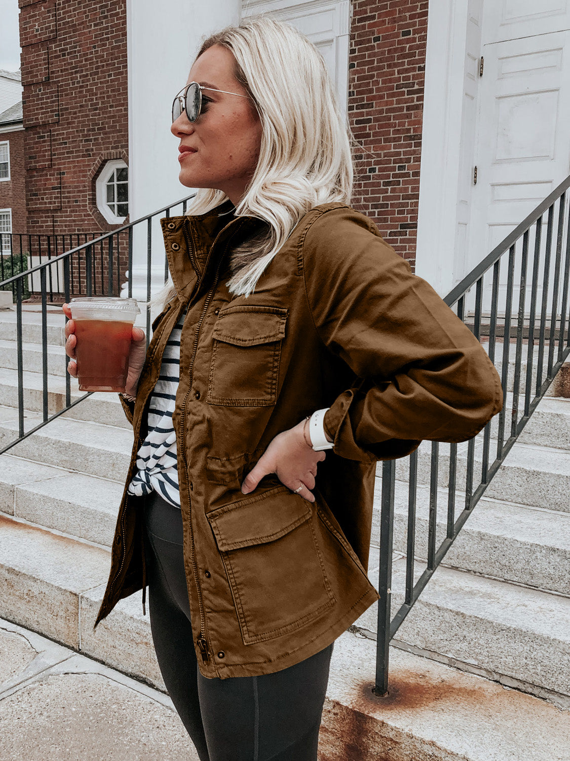 Pocketed Long-Sleeve Zip-Up Jacket - US Only
